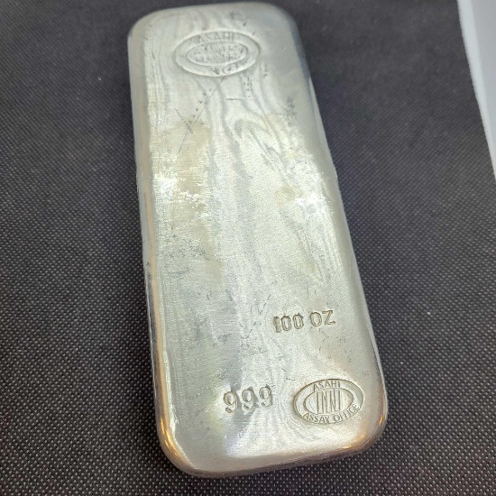 100oz .999 fine silver bar Assayers Refiners