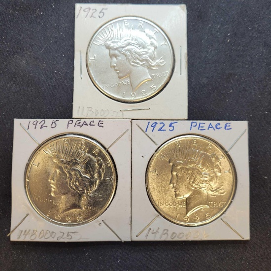 (3) 1925 Silver Peace Dollars