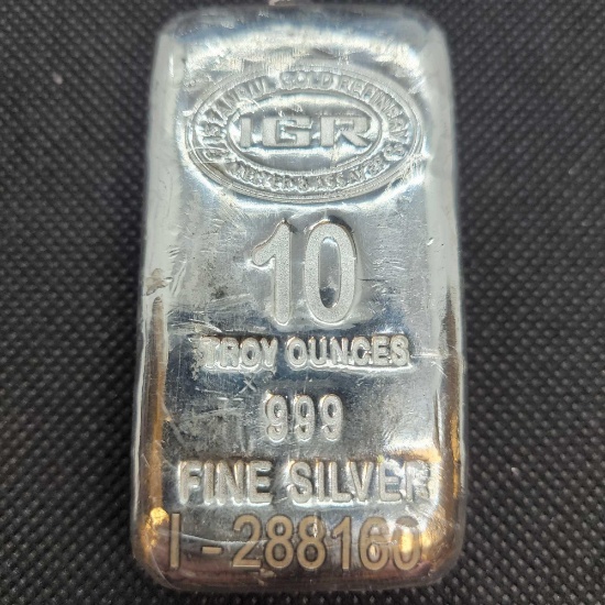 IGR 10 Troy Oz .999 fine silver bar