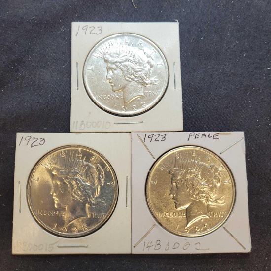 (3) 1923 Silver Peace Dollars