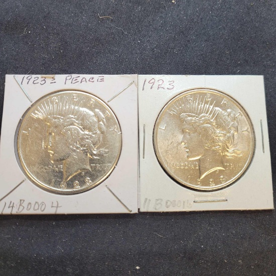 (2) 1923 Silver Peace Dollars 1923 and 1923-S