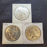 (3) 1923 Silver Peace Dollars