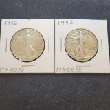 (2) 1942 Walking Liberty Half Dollars