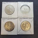 (4) 1937 walking liberty half dollars coins