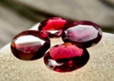 4 Oval Cut Red Zircon Gemstones 8.3ct Total