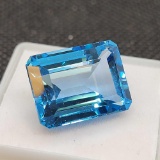 Emerald Cut Sea Blue Sapphire Gemstone 16.46ct