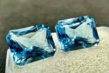 Pair of Square Cut Topaz Gemstones 8ct total