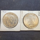 (2) 1922 Silver Peace Dollars