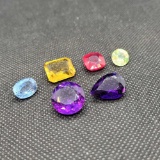 Amazing Set of 6 Brilliant Stone Ruby, Topaz, Citrine and Amethyst