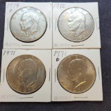 (4) Eisenhower silver dollars 1971-1974