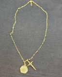 14kt Gold Over 925 Silver necklace with Jesus cross