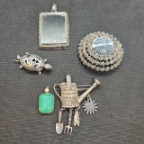 Lot of Vintage Silver Pins and Pendants