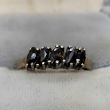 Silver 925 ring with Black Sapphire Gemstones