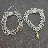 (2) Sterling silver braided bracelets with Lobster charm