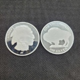 (2) 1 Troy Oz .999 fine silver Buffalo round coins