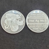 (2) 1 Troy Oz .999 fine silver round coins