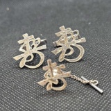 925 Silver Cufflinks and pin set 10.4 grams