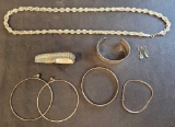 Silver Jewelry lot Necklace Bracelets Earrings
