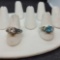 (2) Silver 925 Ring Opals Blue stones
