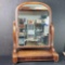 Vintage wooden dresser top vanity mirror