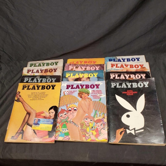Box of 1979 Playboy adult magazines