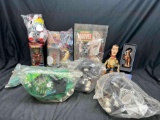 Assorted Collectibles. Cthulhu Waist Pouch, Godzilla Plush, Mini Lead Comic Figurines more