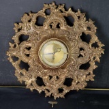 Vintage SYROCO Gold Resin 8-day Windup Rococo wall clock W/key
