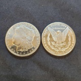 (2) 1 Troy Oz .999 fine silver Morgan round coins