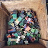 Box of vintage radio tubes.