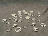 Approximately 28 Assorted 925 Silver Rings