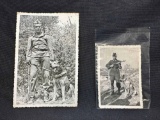 Pair of Original WW2 Photographs Working Dog Handlers Bulgarian Military, German Forces Allies