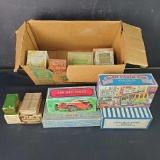box of vintage Avon soaps creams perfume cologne after shave bath oil etc.