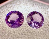Pair of Round Cut Amethyst Gemstones .4ct Total