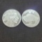 (2) 1 troy Oz .999 fine silver Buffalo round coins