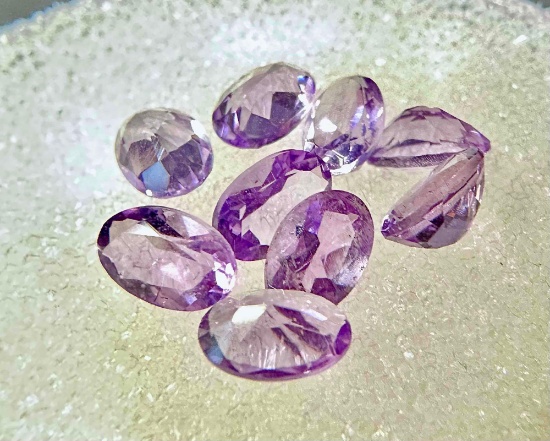 9 Oval Cut Amethyst Gemstones 2.1ct total