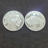 (2) 1 troy Oz .999 fine silver Buffalo round coins