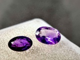Pair of Oval cut Amethyst Gemstones 1ct total
