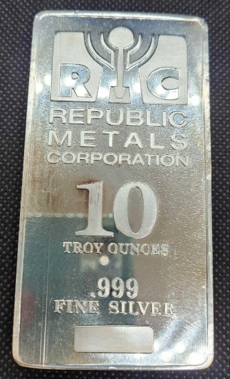 RMC 10 Troy Oz .999 fine silver Bar