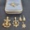 14K Yellow Gold Nautical Ring, Pendants and Earring Group