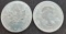 (2) Canadian 5 dollars 1 Troy Oz .999 fine silver round coins