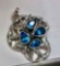 Large Pendant with 4 Blue Topaz Gemstones non Magnetic May be silver