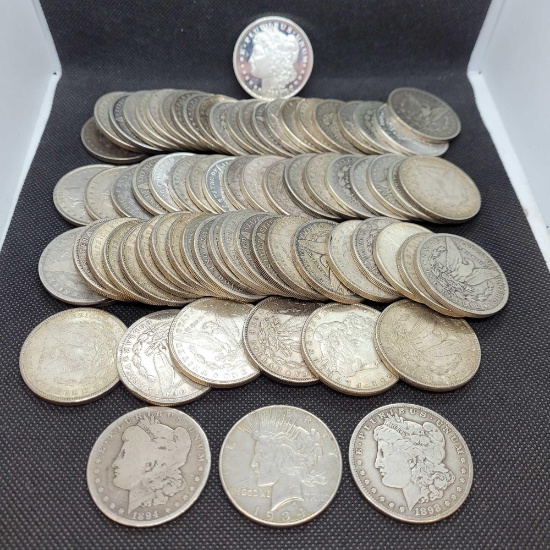 Investor Lot of 71 Pre-1921 Morgan Silver Dollars with Bonus