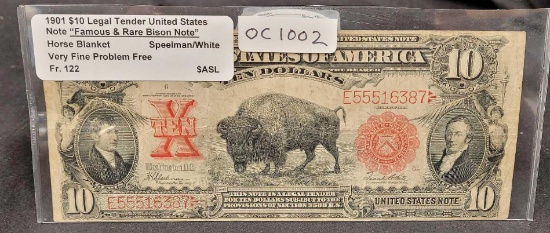 1901 $10 Bison Legal Tender Note Large Size Banknote
