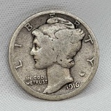 1916-D Mercury Dime Problem-Free Good Key Date 264,000 Mintage