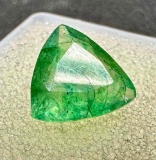 Astonishing! Bright Green 3.5ct Trillion Cut Emerald Gemstone