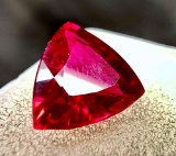 Gorgeous Bright Red 7.8ct Trillion Cut Sparkle Ruby