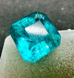 Stunning Blueish Aqua Square Cut 7.6ct Emerald Gemstone