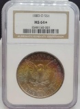 RAINBOW REVERSE TONER 1883-O NGC MS-64 Star Morgan Dollar