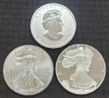 Proof Silver Eagle, Unc Silver Eagle and Canada Silver Moose 1 oz Collection