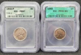 1942 Proof Cent and 1942 Proof Silver Nickel ICG Graded